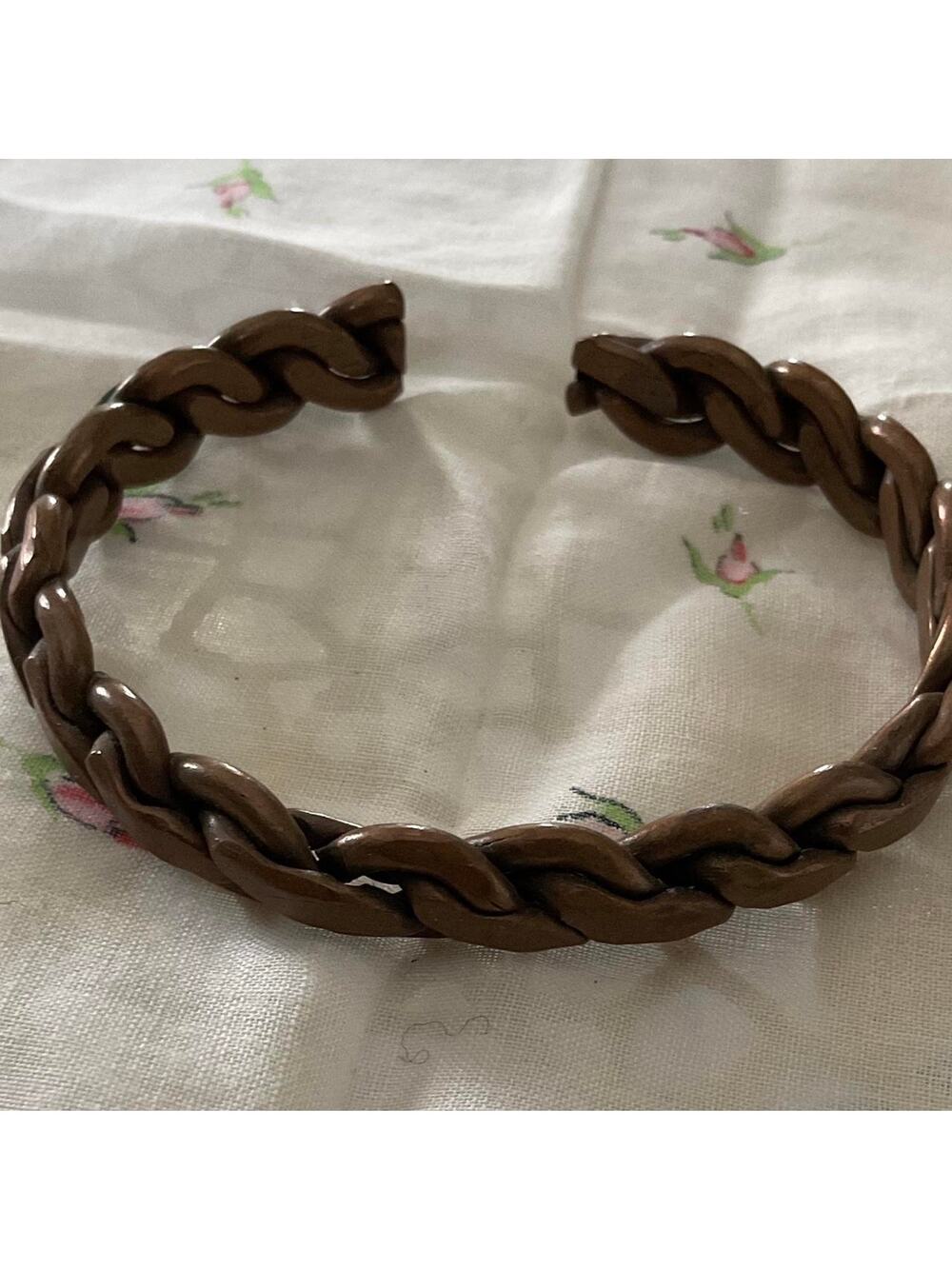 Vintage heavyweight copper bracelet braided Cuff Patina Copper